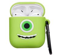 Mike Wazowski Monster Soft Rubber Silicone Apple Air pods Case Cover Skin Protector with clip hook keyring for 1st 2nd generation pod Shock Proof Protective replacement for wireless charging headphone