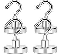 MIKEDE Magnetic Hooks, 80Lbs+ Heavy Duty Magnetic Hooks for Cruise Cabins, Super Neodymium Hanging Hooks Strong Magnets with Hook for Fridge, Magnetic Hanger for Grill, Toolbox, Storage, Pack of 4