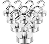 MIKEDE Magnetic Hooks Heavy Duty, 30Lbs Neodymium Magnets with Hooks for Refrigerator, 10Pcs Strong Cruise Hooks for Hanging, Magnetic Hanger for Grill, Toolbox, Storage