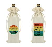 Mikela 50th Birthday Gift for Men Women 1976 Wine Bag 50 Year Old Birthday Decorations for Him Her 50th Wine Bottle Bag Present for Men Women Turning 50 Year Old Gifts for Mom Dad Wife Husband Friend