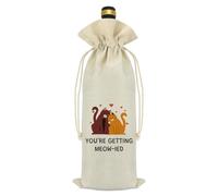 Mikela Wedding Wine Bag for Couples Cat Lovers Bridal Shower Gifts for Mr and Mrs Funny Engagement Bachelorette Party Gift for Bride to Be Wedding Decorative Wine Bags for Woman Man Cat Lovers Friend