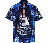 MIKENKO 80s 90s Hawaiian Shirt for Men Funny Button Down Shirt Big and Tall Short Sleeves Button Up Shirts for Men Women, Guitar 01, 5XL