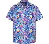 MIKENKO 80s 90s Hawaiian Shirt for Men Funny Button Down Shirt Big and Tall Short Sleeves Button Up Shirts for Men Women, Mushroom 04, Large