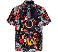 MIKENKO 80s 90s Hawaiian Shirt for Men Funny Button Down Shirt Big and Tall Short Sleeves Button Up Shirts for Men Women, Guitar 02, 5XL