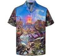 MIKENKO Funny Hawaiian Shirt Tropical Short Sleeve Summer Beach Button Down Beer Bigfoot Hawaiian Shirts for Men 3XL 4XL, D - Zoorassic Park, XXXXX-Large