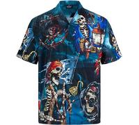 MIKENKO Funny Mens Hawaiian Shirts Short Sleeve Button Up Beach Summer Button Down Hawaiian Shirt for Men Big and Tall, S - Lt Pirate 03, 3XL