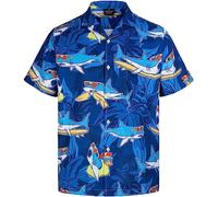 MIKENKO Funny Mens Hawaiian Shirts Short Sleeve Button Up Beach Summer Button Down Hawaiian Shirt for Men Women, Shark 01, 3XL