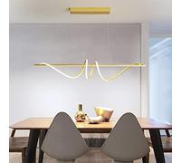 Mikeru 120CM Modern Golden Pendant Dining Light, Remote Control Dimmable Pendant Lighting 3000/4500/6000K Gold Spiral Kitchen Island Ceiling Lamp for Dining Living Room (Without Batteries)