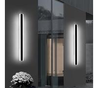 Mikeru 120cm Outdoor Wall Light, 2 Pack 42W 6500k Cold White Long LED Light, Modern Acrylic Aluminium Black Wall Sconce, IP65 Water Resistant, for Porch, Deck, Garden, Villa