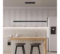 Mikeru 150cm Linear Pendant Light, Kitchen Island Lighting 10% to 100% Dimmable Hanging Adjustable Lamp with Remote Control (Without Batteries) 3000k/4500k/6000k for Dining Room, Home Decor