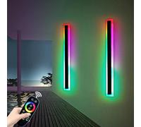 Mikeru 150CM Long RGB Wall Light, 2packs Outdoor RGB Vertical Wall Light Dimmable 10% to 100% Multiple Modes & 7 Color Change Xmas Outdoor Garage Lights with Memory Function for Festive Decoration