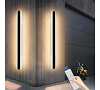 Mikeru 150CM Modern Wall Lights, 2pack Long Hard Wired Light 10% to 100% Dimmable Remote Control Outdoor Wall Lighting 3 Color 3000K/4500K/6000K 5300 Lumens Garden Fence Lights for Exterior Walls