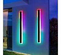 Mikeru 150CM RGB Dimmable Wall Light, 10 Colors Garage Lights IP65 Rainproof Wall Mount Frosted White Acrylic Light Fixture With Remote Control for Patio, House, Outdoor Decoration