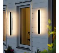 Mikeru 2 Pack Outdoor 60cm Long Wall Light, Black Modern Minimalist Porch Wall Sconce, 3000k Warm White LED Acrylic Wall Mounted Outside Wall Light with IP65 Rain Rating for Patio, Garage, Garden
