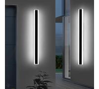 Mikeru 2pack 150cm Minimalist Outdoor Wall Light, 6500k Cool White 48W 2880 Lumens, IP65 Rainproof Exterior Wall Light, LED Long Garden Wall Sconce for Garage, Patio, Balcony
