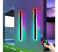 Mikeru 2pack 150cm Outdoor RGB Wall Sconce, 7 RGB Colours Long Outdoor Wall Light with Memory 3000K/4500K/6000K IP65 Rainproof Wall Light for Balconies, Villas, Festive Decorations