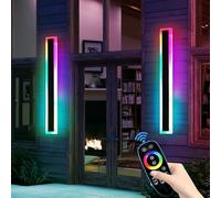 Mikeru 2pack Long Outdoor Wall Light, Modern 100 cm RGB 7 Color Wall Sconce, Dimmable IP65 Rainproof Acrylic Outside Light, Memory Function for Porch, Deck, Garage, Christmas Party, Family Gathering