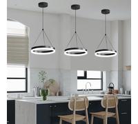 Mikeru 30cm Round Pendant Light, 2 Pack with Remote Control Dimmable 3000k/4500k/6500k Acrylic Kitchen Island Light, Modern LED Pendant Light, Height Adjustable 1.2 Metre, for Dining Room, Office