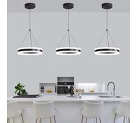 Mikeru 3Pack 20cm Round Pendant with Remote Control Dimmable 3000k/4500k/6500k Ceiling Fixture, Height Adjustable 1.2m Island Light with Memory for Kitchen, Dining, Office