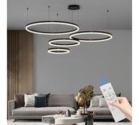 Mikeru 40+60+80+100cm Dining Table Pendant Lights, Dimmable 10% to 100% Modern Pendant Light for Island 3 Color 3000K/4500K/6500K Rise & Fall Pendant Lighting with Memory Function for Living Room