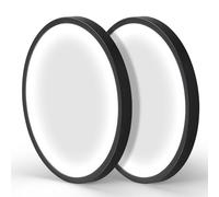 Mikeru 50cm/19.69inch Contemporary Ceiling Light, 2Pack 48W 6000K Flush Mount Ceiling Lights Black Round Minimalist Super-Thin Round Lighting for Bathroom, Outside Corridor