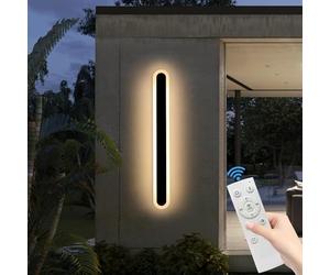 Mikeru 60CM Dimmable Wall Lights, External LED Wall Lights 3000k/4500k/6000k Tricolor Light Contemporary Outdoor Wall Strip Lighting 10% to 100% for Garage, Corridor, Garden Decoration