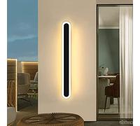 Mikeru 60CM Outdoor LED Wall Light, 22W Matt Black Long Strip Lights Waterproof Wall Mounted Tri-Color Front Door Lights with IP65 Waterproof Drive 3000k/4500k/6000k for Proch, Balcony, Garden