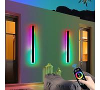 Mikeru 60CM Outdoor RGB Wall Light, 2pack 7 Color Changing Long Christmas Lights with Memory Function 3000K/4500K/6000K Xmas Lights Mains Powered for Indoor/Exterior Decoration