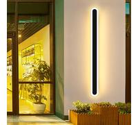 Mikeru 80CM IP65 Minimalist Outdoor Wall Light, 31W 3000K Warm White Wall Mounted Front Door Lights Acrylic Simple Strip Oval Wall Light with IP65 Waterproof Drive for Proch, Balcony, Garden Lighting