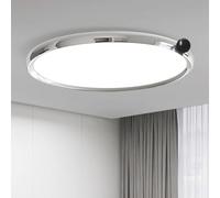 Mikeru Dimmable Ceiling Light 40cm, Chrome with Black Ball Flush Mount Ceiling Lights 3000K/4500K/6500K LED Ceiling Lights Ring Living Room Ultra-Thin 4cm for Dining Rooms, Attics