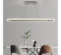 Mikeru Modern LED Oval Pendant Light, 110cm Kitchen Island Pendant Light, Dimmable 3000k-6500k Ceiling Chandelier, Brightness Adjustable 10%-100% for Office, Living Room, Island