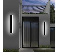 Mikeru Outdoor Modern Wall Light, 2Pack 30cm Acrylic Porch Wall Light, 6500k Cool White LED Exterior Wall Sconce, Wall Mounted Vertical Black Wall Sconce, Ip65 Waterproof, for Garage, Balcony, Hallway