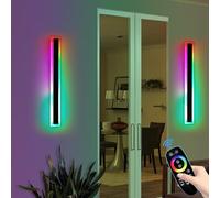 Mikeru RGB Outdoor Wall Lights Mains Powered, 80CM Modern Long RGB Wall Light 2Pack Dimmable 10% to 100% Contemporary Remote Control Xmas Lights 7 Colors Change for Garden, Patio