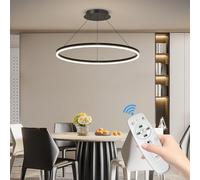Mikeru Round LED Pendant Light, 40cm Adjustable Brightness 10%-100% Restaurant Pendant Light with Memory Function, 3000k/4500k/6000k Height Adjustable 1.5M Kitchen Island Lighting for Office, Café