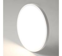 Mikeru Super-Thin Round Ceiling Light, 40cm/15.8inch Flush Mount 3000k Warm Light White Bathroom Thin LED Lights 38w White Minimalist Ceiling Lighting for Kitchen, Living Room