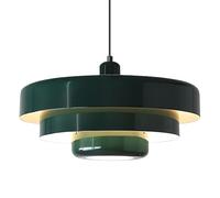 Mikeru Vintage Mid Century Chandelier, 3 Tier Design, 35cm Green Ceiling Chandelier, Metal Shade, Height Adjustable 150cm, Suitable for Bedroom, Living Room, Dining Room, Cafe