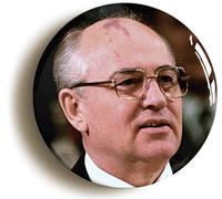 MIKHAIL GORBACHEV BADGE BUTTON PIN (Size is 1inch/25mm diameter) EIGHTIES SOVIET UNION USSR RUSSIA
