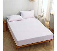 MIKI WELL Double Fitted Sheet Deep - White Bottom Sheet Extra Deep Pocket 16 inch 40 cm, Soft Microfiber Double Bed Sheet Wrinkle Resistant & Breathable