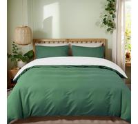 MIKI WELL Super King Duvet Cover Set - 3Pcs Reversible Superking Bedding Set Green and White, Soft Microfiber Quilt Cover with 2 Pillowcases 50x75cm