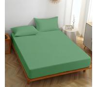 MIKI WELL Super King Fitted Sheet Deep - Green Bottom Sheet Extra Deep Pocket 16 inch 40 cm, Soft Microfiber Superking Bed Sheet Wrinkle Resistant & Breathable