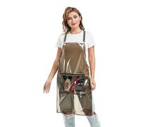 MIKI WELL Waterproof Apron with Pocket - TPU Hairdressing Apron Transparent, Adjustable Cross Back,75cm