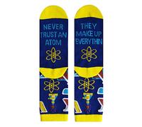 MIKI-Z Novelty Funny Saying Crew Socks Colorful Books Science Math Letters Hosiery Gift