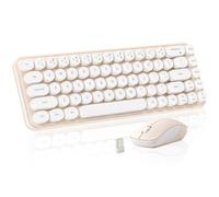 MIKIBY i68 Wireless Keyboard and Mouse Combo, Retro Typewriter Style Keyboard with Round Keycaps, 2.4GHz Connection with Computer PC Desktops Laptop WindowsxP/7/8/10 (Yellow)