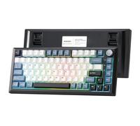 MIKIBY Y75 Wireless Mechanical Keyboard,75% Wireless Gasket RGB Gaming Keyboard,PBT Keycaps,2.4GHz/USB-C/BT5.0 Creamy Keyboard with Knob(Black&Blue,Milk Switch)