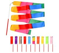 Mikihat 10 Packs Dance Ribbons Streamers, Colorful Gymnastic Dance Ribbons, Dancing Ribbons Sticks for Kids Streamers Rhythmic with a Twirling Rod, for Talent Shows, Artistic Dancing, Baton Twirling