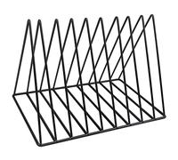 Mikihat Metal Magazine Rack, Record Rack, 9 Slots File Organizer, Triangular Desktop Storage Stand, Multifunctional File Organizer, for Home Office (Black)