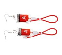 Mikikit 1 Pair of Creative Red Dangle Earrings for Women, Plastic and Alloy Material, Stylish Statement Jewelry to Showcase Individuality and Stand the Crowd