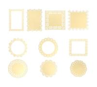 Mikikit 10 Pcs Gold Stamping Hollow-Out Lace Paper for Scrapbooking, Decorative DIY Craft Cards, Hand Account Material Paper Floral Window Design