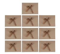 Mikikit 10 Pcs Retro Creative Bow Envelopes for Wedding and Birthday Invitations, Khaki Paper Envelopes with Ribbon Tieing, for Shower and Graduation Celebration