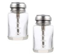 Mikikit 100ml Glass Pressing Type Alcohol Bottle 2pcs Refillable Storage Container Multipurpose Glass Craft Bottles for Beauty and Personal Care